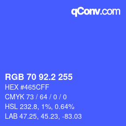 カラーコード: RGB 70 92.2 255 | qconv.com