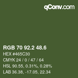 カラーコード: RGB 70 92.2 48.6 | qconv.com