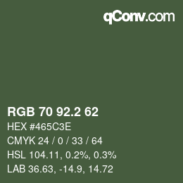 カラーコード: RGB 70 92.2 62 | qconv.com