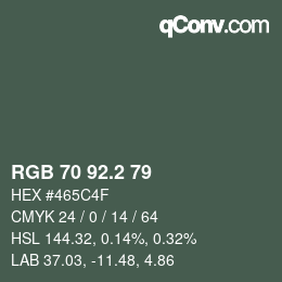 カラーコード: RGB 70 92.2 79 | qconv.com