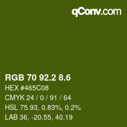 カラーコード: RGB 70 92.2 8.6 | qconv.com