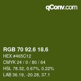 カラーコード: RGB 70 92.6 18.6 | qconv.com