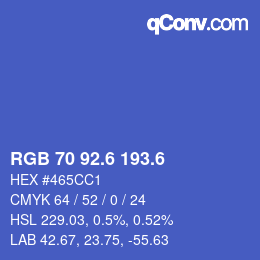 カラーコード: RGB 70 92.6 193.6 | qconv.com