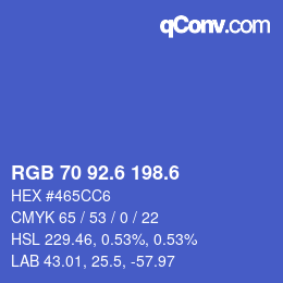 カラーコード: RGB 70 92.6 198.6 | qconv.com