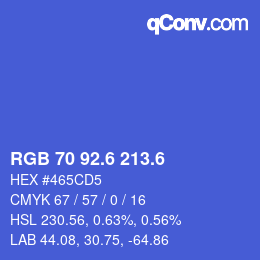 カラーコード: RGB 70 92.6 213.6 | qconv.com