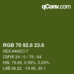 カラーコード: RGB 70 92.6 23.6 | qconv.com