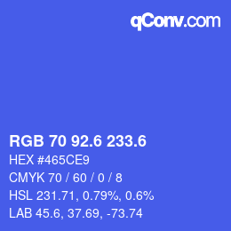 カラーコード: RGB 70 92.6 233.6 | qconv.com