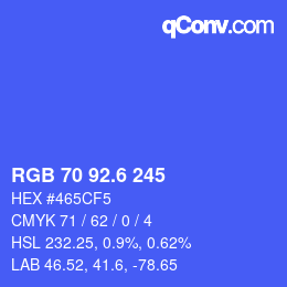 カラーコード: RGB 70 92.6 245 | qconv.com