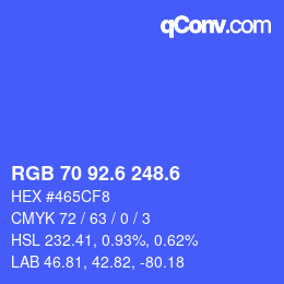 カラーコード: RGB 70 92.6 248.6 | qconv.com