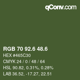カラーコード: RGB 70 92.6 48.6 | qconv.com