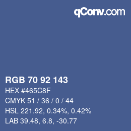 カラーコード: RGB 70 92 143 | qconv.com
