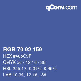 カラーコード: RGB 70 92 159 | qconv.com