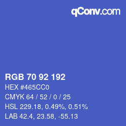 カラーコード: RGB 70 92 192 | qconv.com