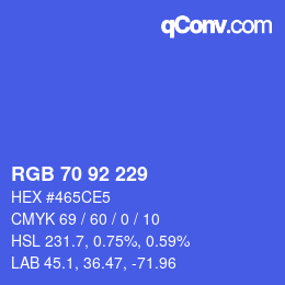 カラーコード: RGB 70 92 229 | qconv.com