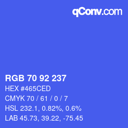 カラーコード: RGB 70 92 237 | qconv.com