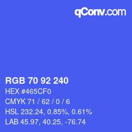 カラーコード: RGB 70 92 240 | qconv.com