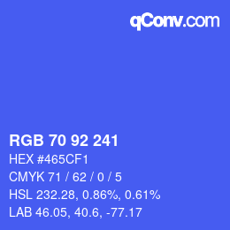 カラーコード: RGB 70 92 241 | qconv.com