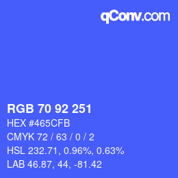 カラーコード: RGB 70 92 251 | qconv.com