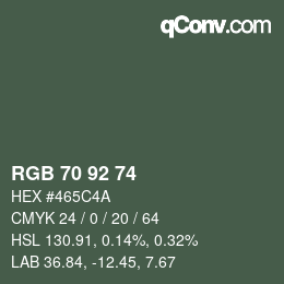 Color code: RGB 70 92 74 | qconv.com