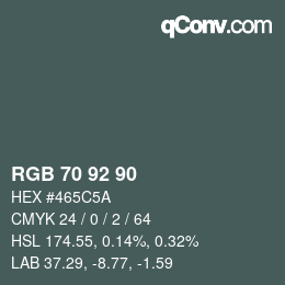 カラーコード: RGB 70 92 90 | qconv.com