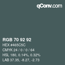 カラーコード: RGB 70 92 92 | qconv.com