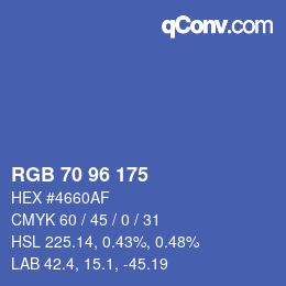 Color code: RGB 70 96 175 | qconv.com