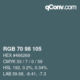 Código de color: RGB 70 98 105 | qconv.com
