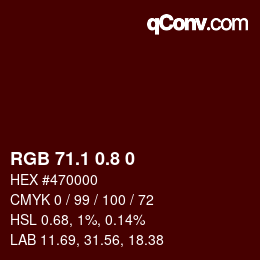 Code couleur: RGB 71.1 0.8 0 | qconv.com