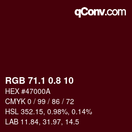 Color code: RGB 71.1 0.8 10 | qconv.com