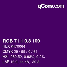 カラーコード: RGB 71.1 0.8 100 | qconv.com