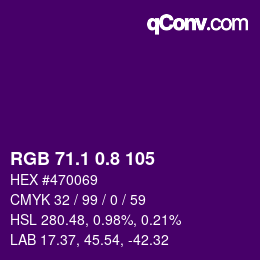 カラーコード: RGB 71.1 0.8 105 | qconv.com