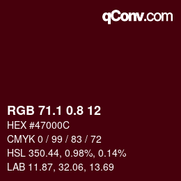 カラーコード: RGB 71.1 0.8 12 | qconv.com