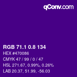 カラーコード: RGB 71.1 0.8 134 | qconv.com