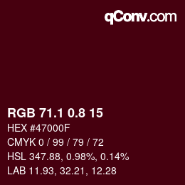 Color code: RGB 71.1 0.8 15 | qconv.com