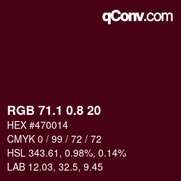 Color code: RGB 71.1 0.8 20 | qconv.com