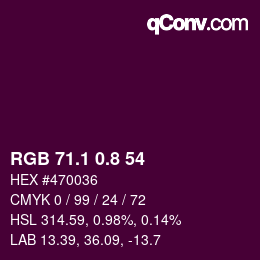 カラーコード: RGB 71.1 0.8 54 | qconv.com