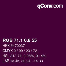 カラーコード: RGB 71.1 0.8 55 | qconv.com
