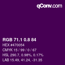 カラーコード: RGB 71.1 0.8 84 | qconv.com