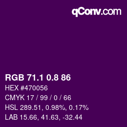 カラーコード: RGB 71.1 0.8 86 | qconv.com