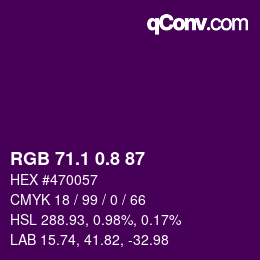 カラーコード: RGB 71.1 0.8 87 | qconv.com