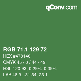 カラーコード: RGB 71.1 129 72 | qconv.com