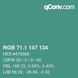 カラーコード: RGB 71.1 147 134 | qconv.com