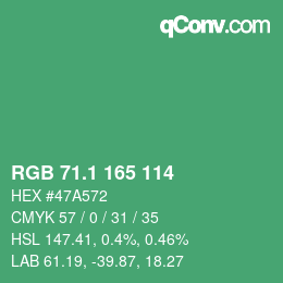 カラーコード: RGB 71.1 165 114 | qconv.com