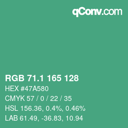 カラーコード: RGB 71.1 165 128 | qconv.com