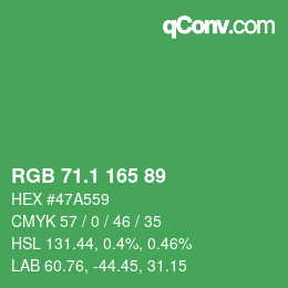カラーコード: RGB 71.1 165 89 | qconv.com