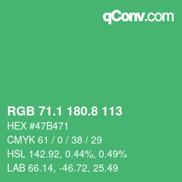 カラーコード: RGB 71.1 180.8 113 | qconv.com