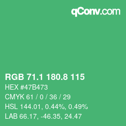 カラーコード: RGB 71.1 180.8 115 | qconv.com