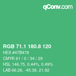 カラーコード: RGB 71.1 180.8 120 | qconv.com