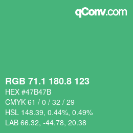 カラーコード: RGB 71.1 180.8 123 | qconv.com
