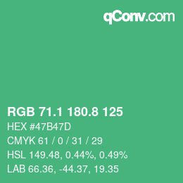 カラーコード: RGB 71.1 180.8 125 | qconv.com